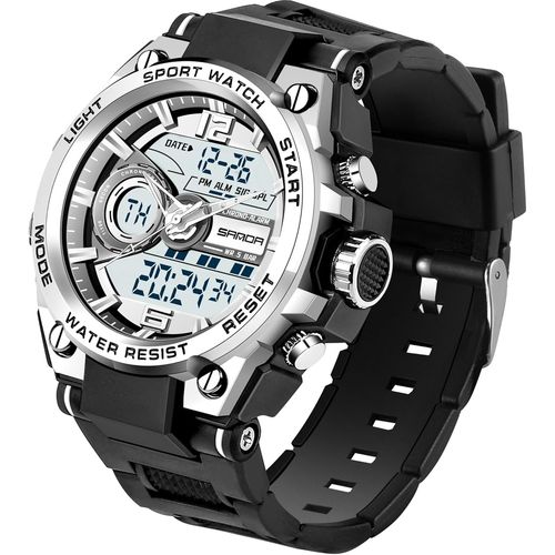 Gouts Et Couleursmontre Homme Montre Digital Sport Homme M Ilitaire Étanche,Grand Écran Analogique Digital Montre Avec Alarme,Led,Chronomètre,Carillon Horaire,Montres Bracelets Multifonctions
