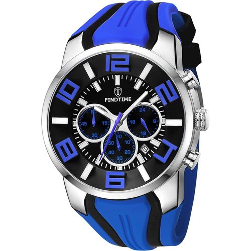 Gouts Et Couleursmontre De Sport Pour Homme - Chronographe Militaire - Analogique - Quartz - Silicone - Grand Chiffres - Date - Minuteur - Rouge