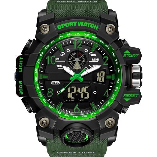 Gouts Et Couleursmontre De Sport Étanche Pour Homme - Montre Tactique D'extérieur Numérique Analogique - Grand Cadran - Alarme Et Chronomètre - Montre Led Pour Homme