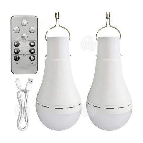 Inn Ampoule 2 Pièces 12w Usb Ampoule Rechargeable Avec Télécommand Ampoule Portable Super Brillante Pour Extérieur Camping Ampoules