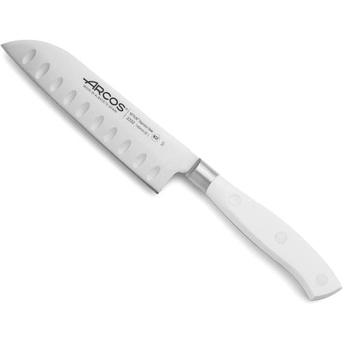 233224 Couteau Santoku Alvéolé, Acier Inoxydable, Blanc, 14 Cm