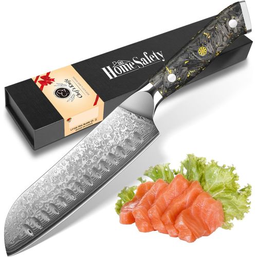 Couteau Santoku 18cm,7 Inch 67 Couches Acier Damas Couteaux De Cuisine Chef Japonais, Couteaux Japonais Avec Boîte Cadeau