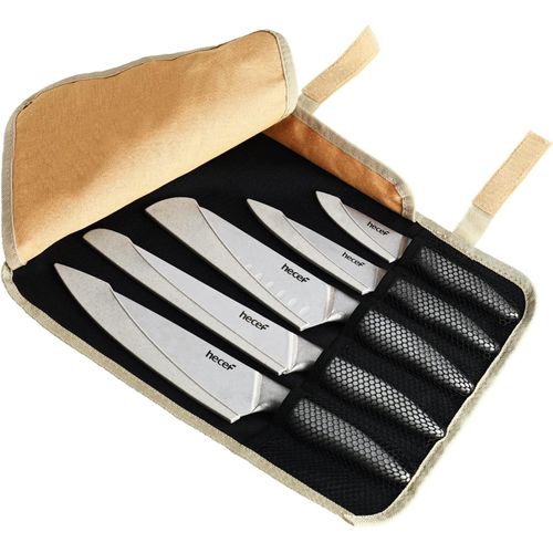 Set Couteaux De Cuisine, 5 Pièces Couteau Cuisine En Acier Inoxydable Avec Malette Couteaux Professionnel, Sac De Rangement Portable Pour Les Voyage Camping