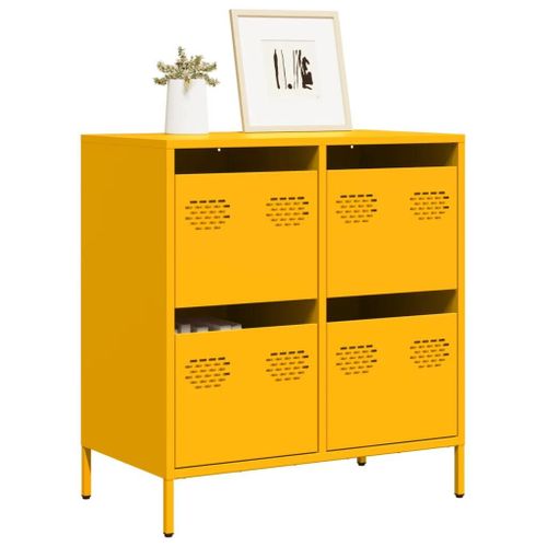 Buffet Jaune Moutarde 68x39x73,5 Cm Acier Laminé À Froid