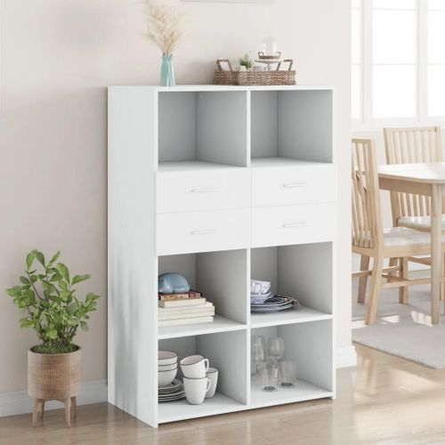 Buffet Haut Blanc 80x42,5x124 Cm Bois D'ingénierie