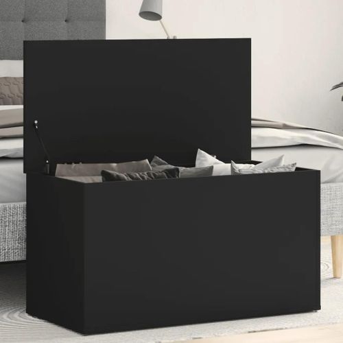 Coffre De Rangement Noir 84x42x46 Cm Bois D'ingénierie