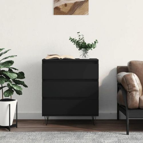 Buffet Noir 60x35x70 Cm Bois D'ingénierie