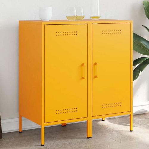 Buffets 2 Pcs Jaune Moutarde 36x39x79 Cm Acier