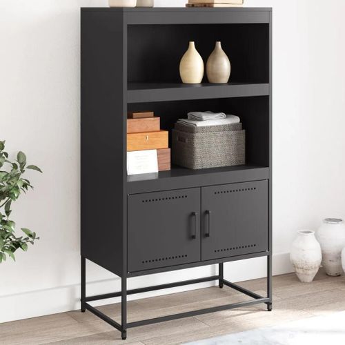 Buffet Haut Noir 68,5x38,5x123,5 Cm Acier