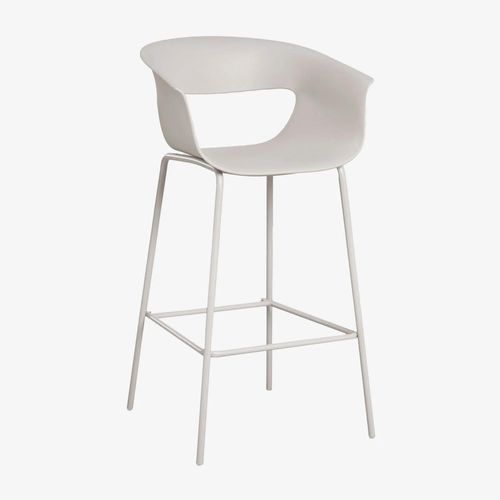 Pack De 2 Tabourets Hauts En Polypropylène Et Fer Alanys Blanc Grisâtre ¿75 Cm