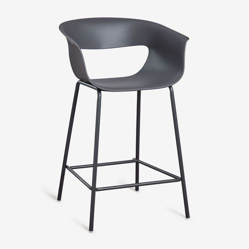 Pack De 2 Tabourets Hauts En Polypropylène Et Fer Alanys Gris Graphite ¿65 Cm