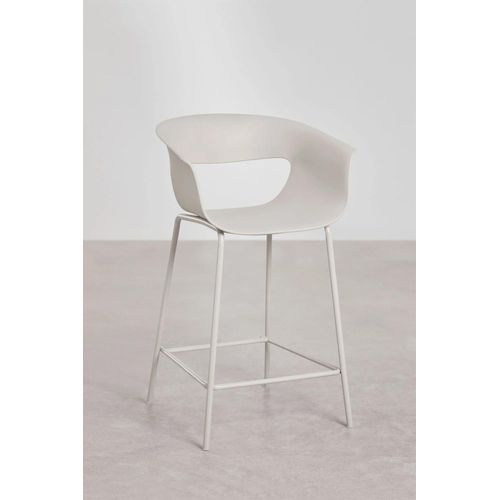 Pack De 2 Tabourets Hauts En Polypropylène Et Fer Alanys Blanc Grisâtre ¿65 Cm