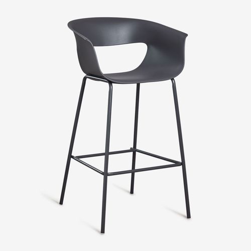 Pack De 2 Tabourets Hauts En Polypropylène Et Fer Alanys Gris Graphite ¿75 Cm