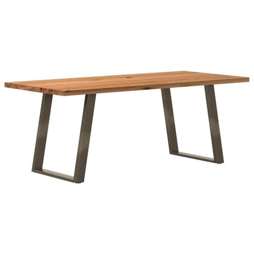 Vidaxl Table À Manger Marron Clair Bois De Chêne Massif Rectangulaire