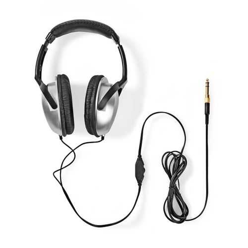 Nedis Casque filaire - supra-auriculaire - c?ble rond de 6 m - HiFi - oreillettes ergonomiques - argent? (Filaire), ?couteurs, Noir