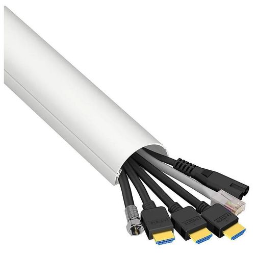 Moulure décorative demi-circulaire D-Line 50x25 mm blanche 1,5 m