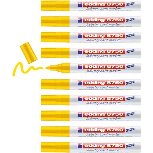 Edding Lot De 10 Marqueurs Peinture 8750 Spécial Industrie Jaune 2-4 Mm