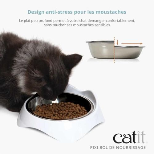 Gamelle Pour Chat - Catit - Pixi - 200ml - Bols En Acier Inoxydable Amovibles - Blanc