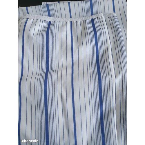 Drap Housse Blanc Rayé Bleu