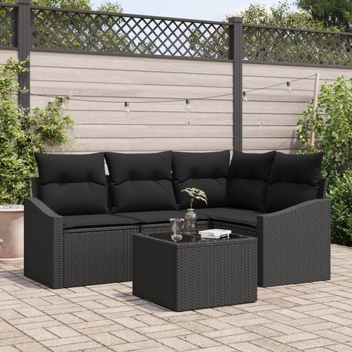 Vidaxl Ensemble De 5 Canapés De Jardin Avec Coussins Beige En Poly Rattan