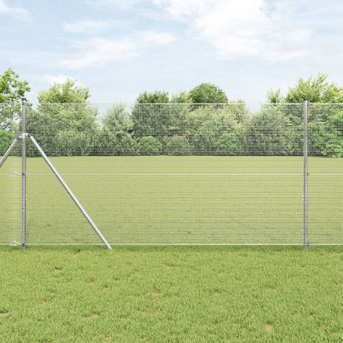 Vidaxl Clôture En Fil Soudé Avec 13 Poteaux 1x25 M En Acier Galvanisé