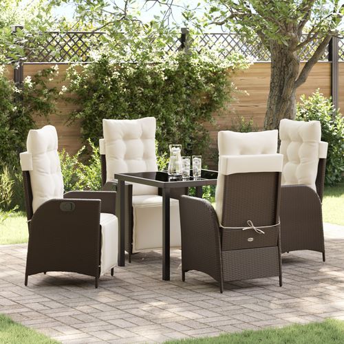 Vidaxl Ensemble De 5 Pièces De Salle À Manger De Jardin Rattan Poly Marron