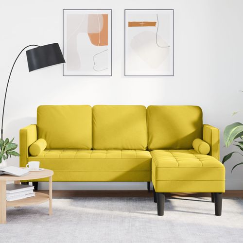 Canapés Vidaxl Jaune Tissu De Lin, Pieds En Bois Standard