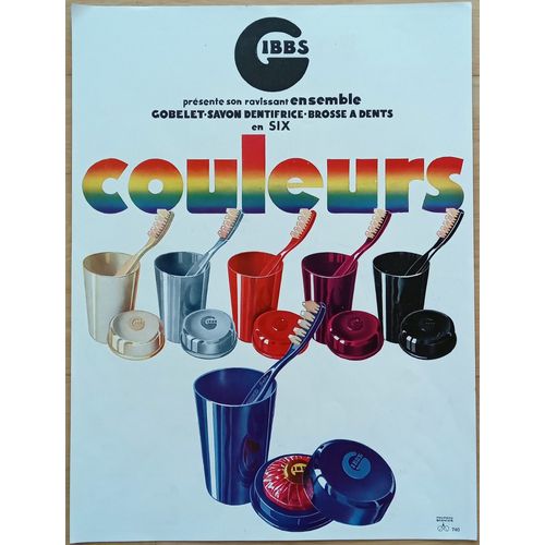 Affiches Publicité Ancienne Couleur Années 30 : Gibbs Dentifrice Brosse À Dents (Vintage French Advertising)