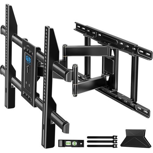 Support Mural Tv Pour La Plupart Des Télév Ur 42-80 Pouces, Support Tv Bras Long Articulé Et Pivotant, Fixation Murale Tv Pour Montants En Bois 8""/12""/16""/18""/24"", Vesa 600X400Mm, 60Kg