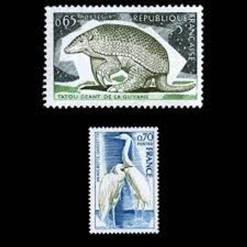 Protection De La Nature : Tatou De Guyane Et Aigrette Gazette La Paire Année 1974 N° 1819 1820 Yvert Et Tellier Luxe