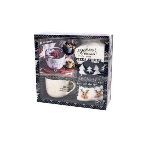 Boissons Chaudes, Pour Pieds Froids - Avec 1 Paire De Chaussettes Doublées Polaires Et Antidérapantes, 1 Mug En Céramique Gravé Et 1 Livre De 22 Recettes Réconfortantes