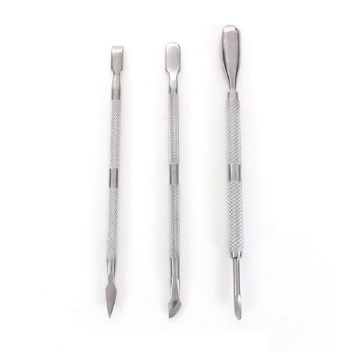 3pcs Nail Art Acier Inoxydable Dissolvant De Cuticule Manucure Pedicure Kit 