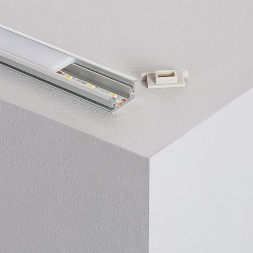 Profilé Aluminium Sol en pour Ruban LED jusqu'à 12 mm Blanc 2 m Blanc translucide