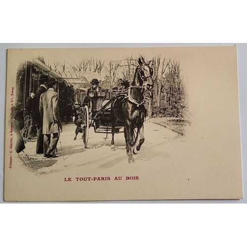 Carte Postale Ancienne, France, Paris 75, Le Tout Paris Au Bois, Voiture À Cheval, Café