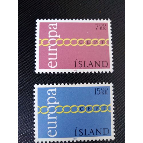 Timbre Islande Y T 404 - 405 Séries : Europa (C.E.P.T.) - Chaîne 1971 (010509 )