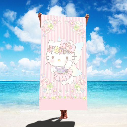 80x160 Cm Serviette De Plage Enfant Fille Kitty En Microfibre Ultra-Absorbante, Séchage Rapide, Léger & Anti-Sable