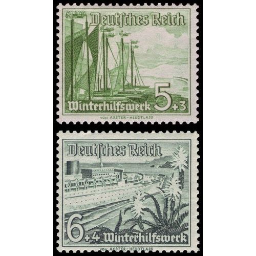 Allemagne, 3ème Reich 1937, Très Beaux Timbres Neufs** Luxe Au Profit Du Secours D'Hiver, Yvert 596 Bateaux De Pêche De Prusse Orientale Et 597 Paquebot Wilhelm Gussloff À Madère.