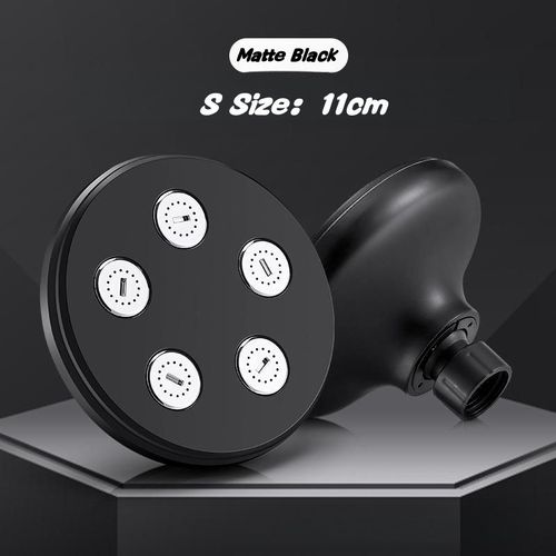 Douche de pluie haute pression 360 ° Pommeau de douche à effet de pluie,pulvérisation supérieure rotative,débit d'eau magique,pour canalisation d'alimentation en eau basse pres - Type S-Round Black