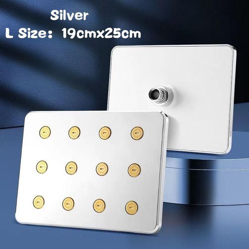 Douche de pluie haute pression 360 ° Pommeau de douche à effet de pluie,pulvérisation supérieure rotative,débit d'eau magique,pour canalisation d'alimentation en eau basse pr - Type L-Square Sliver