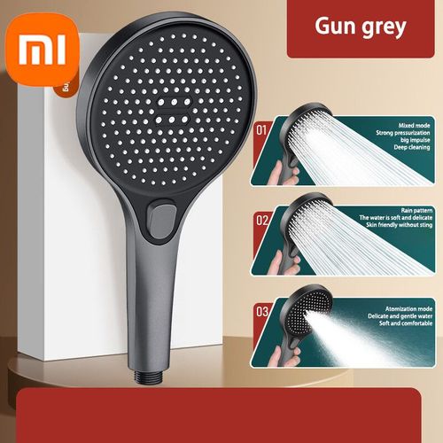 pomme de douche haute pression,panneau de 13cm,3 Modes,économie d'eau,buse de pulvérisation,Massage,douche à pluie,accessoires de salle de bains - Type Grey Shower