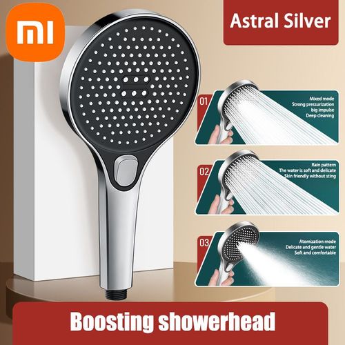 pomme de douche haute pression 13cm,noire,3 Modes,économie d'eau,buse de pulvérisation,Massage,douche à pluie,accessoires de salle de bains - Type Sliver