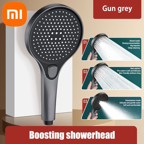 pomme de douche haute pression 13cm,noire,3 Modes,économie d'eau,buse de pulvérisation,Massage,douche à pluie,accessoires de salle de bains - Type Gray