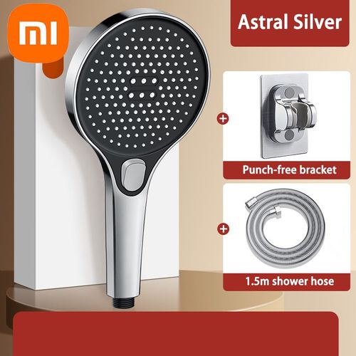 pomme de douche haute pression 13cm,noire,3 Modes,économie d'eau,buse de pulvérisation,Massage,douche à pluie,accessoires de salle de bains - Type Sliver Set C