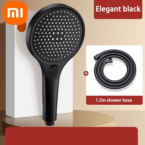 pomme de douche haute pression 13cm,noire,3 Modes,économie d'eau,buse de pulvérisation,Massage,douche à pluie,accessoires de salle de bains - Type Black Set B