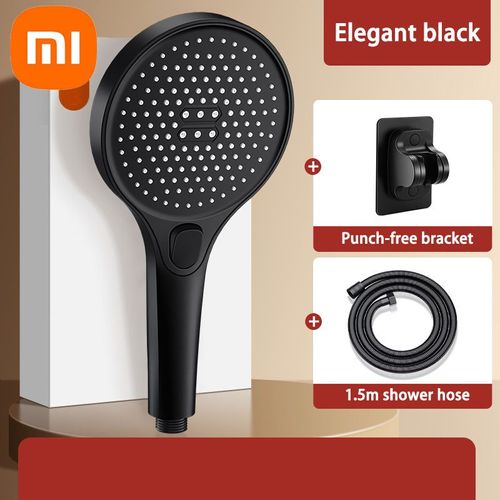 pomme de douche haute pression 13cm,noire,3 Modes,économie d'eau,buse de pulvérisation,Massage,douche à pluie,accessoires de salle de bains - Type Black Set C