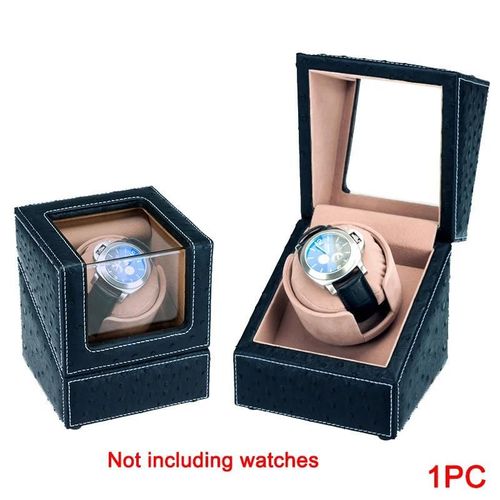 Organisateur De Stockage De Montre Affichage Cercueil Moteur Shaker Holder Mécanique Automatique Montre Remontoir Boîte Enroulement Porte-Boîtier Bleu