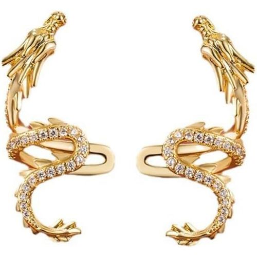 Boucles D'oreilles Délicates En Forme De Dragon Pour Femmes Et Filles Plaqué Créatures Mythiques Sans Perçage Boucles D'oreilles Rampantes Accessoires Tendance Pour L'année Lunaire[H474]