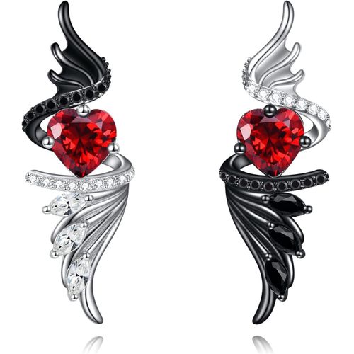 Boucles D'oreilles Pendantes En Argent Sterling Avec Ailes D'ange Démon - Bijoux D'anniversaire Pour Femme[H1122]