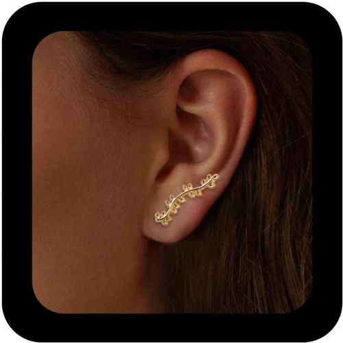 Boucles D'oreilles Bohémiennes Feuille Grimpante Boucles D'oreilles Or Petite Feuille Boucles D'oreilles Métal Feuille Grimpante Boucles D'oreilles Plante Petite Feuille Bijoux Pour Femmes[H2316]