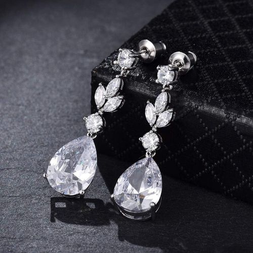 Bijoux Parure Collier Et Boucles D'oreilles Fleur Feuille Pendentif Goutte D'eau Parures De Mariage Soirée[H2037]